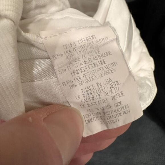 Theory Wool Blend Off White Textured Trouser Slim Fit Pants Tuxedo Pants Size 4 - Picture 10 of 14